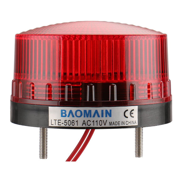 Baomain Industrial Signal Warning lamp Alrededor Rojo Luz de advertencia Parpadeo LTE-5061 AC 110V 3W