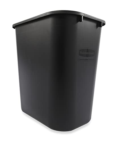 Rubbermaid Commercial Products (FG295600BLA) - Contenedor de basura de 28 cuartos de galón, para hogar, oficina, debajo del computadora, negro