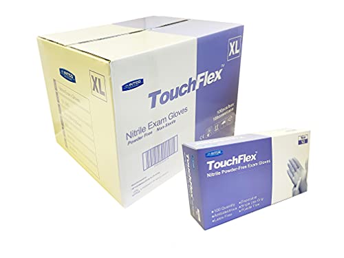 Intco TouchFlex - Guantes de nitrilo azul (1000 unidades, sin polvo ni látex, talla extra grande), color violeta