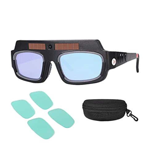 HULE Luoqun Store Masca de Soldadura de Autos con energía Solar Gafas de Casco Soldador GLES ARC Anti-Shock con Estuche de Almacenamiento (Color : Negro)