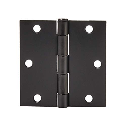 Amazon Basics - Bisagras cuadradas para puerta, 9 cm x 9 cm, 12 unidades, color negro mate