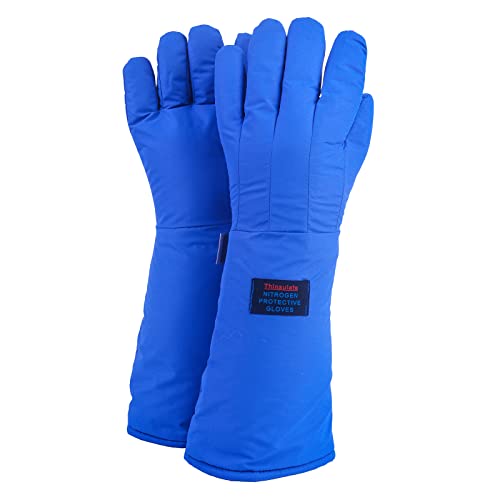 Guantes criogénicos LN2 de baja temperatura, guantes de protección de nitrógeno líquido, guantes de seguridad congelados para almacenamiento en frío (longitud del codo azul/19 pulgadas)