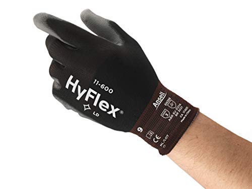 HyFlex 11-600 - Guante de Nylon con Poliuretano para trabajos que impliquen destreza y sensibilidad. Talla 9 (Grande) 1 par.