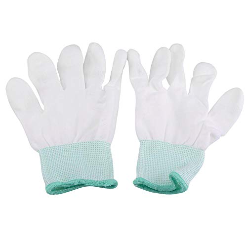 1 par de guantes recubiertos de guantes antiestáticos antideslizantes para proteger la seguridad de la instalación de computadoras, trabajos y reparaciones de precisión(M-Costura verde)