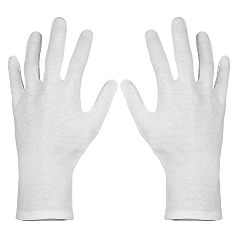Paxcoo 6 pares de guantes XL de algodón blanco para manos secas hidratantes cosméticos Eczema mano spa y joyería de monedas inspección