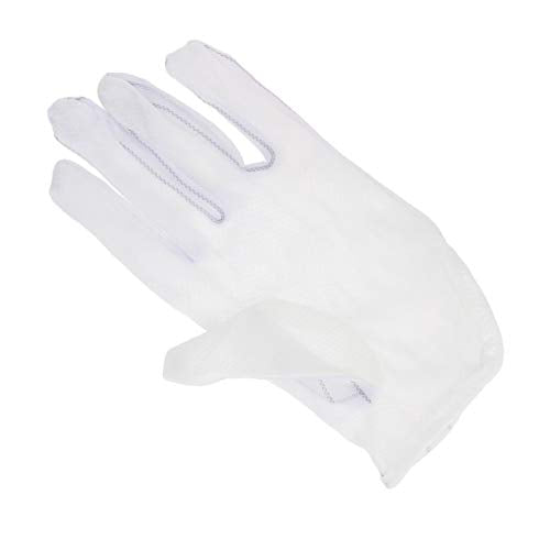 Othmro 2 pares de guantes antiestáticos, guantes antideslizantes de PVC de poliéster de fibra conductora a prueba de polvo, guantes de seguridad protectores para la industria electrónica, semiconductores, L blanco