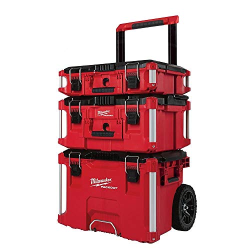 Milwaukee Packout Sistema de almacenamiento modular apilable de caja de herramientas, color rojo