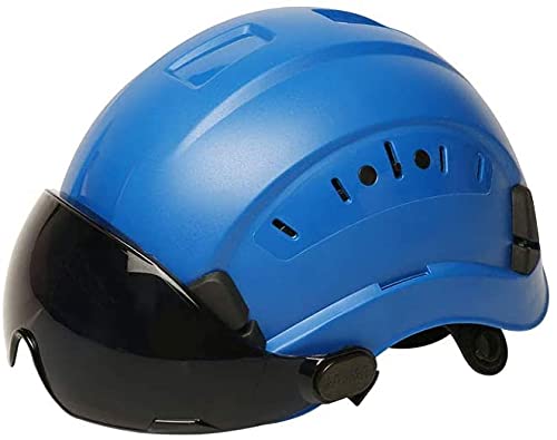 JIAChaoYi Casco de Seguridad ABS Casco de protección Ajustable para Trabajos en Altura con suspensión de 6 Puntos para construcción y Escalada(Color:Blue,Size:Type A)