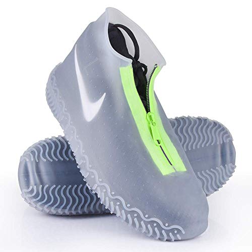 NEWKIBOU Cubierta del Zapato Impermeable Portátil con Cremallera Lluvia Nieve Protección contra el Barro Ducha de Lluvia Contramedida de Lluvia Aplicable a Hombres y Mujeres (M, Blanco)