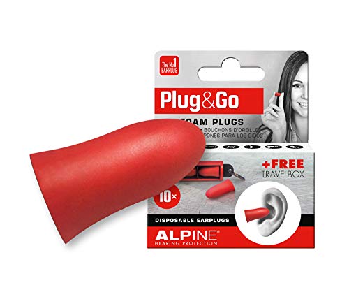 Plug & Go Tapones para los oídos de espuma desechables - Tapones para los oídos para llevar con estuche de llave gratis - Recubrimiento anti-irritación y protección auditiva ajuste universal