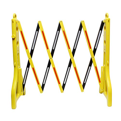 BISupply Folding Barricade - 2.4m Portable Road Safety Barriers with Reflectors, Construction Barricade Safety Fence