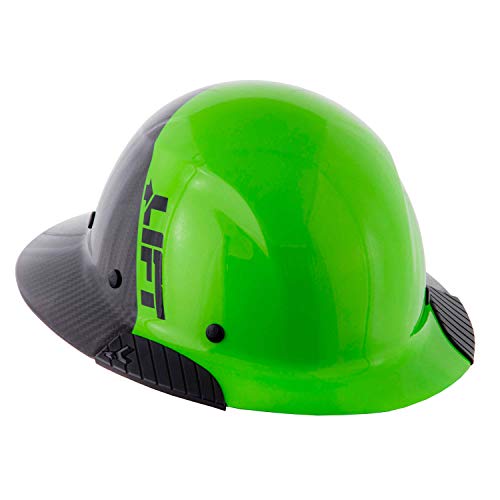 CloudY come CoN Lift Safety Dax Fifty 50 Green Carbon Fiber Full Brim Hard Hat