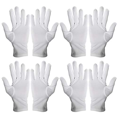 BeauPretty 12 pares de guantes de algodón blanco para entrenamiento, guantes de protección laboral, guantes para hospital, cosméticos, spa, hidratantes, inspección de monedas