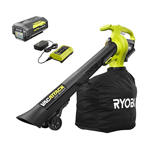 RYOBI RY40450 - Aspiradora inalámbrica de hojas de iones de litio de 40 voltios, con batería de 4.0 Ah y cargador incluido