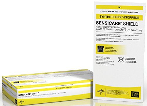 Medline MSG3980 SensiCare Shield Sterile Powder-Free Radiation Protection Glove, Size 8, Black (Pack of 20)