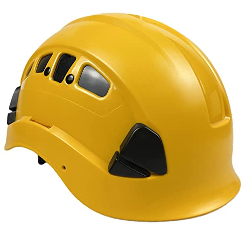 LINGOSHUN Casco de Obra Protección en el Trabajo ABS Casco de Seguridad en Trabajos en Altura Protección de la Cabeza/Yellow / 1 PCS