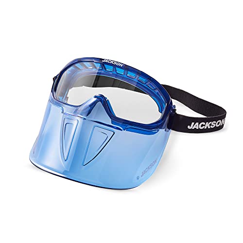 Jackson Safety GPL500 Premium Goggle with Detachable Face Shield, Anti-Fog Coating, Clear Lens, Blue, 21000