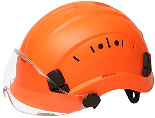 JIAChaoYi Casco de Seguridad ABS Casco de protección Ajustable para Trabajos en Altura con suspensión de 6 Puntos para construcción y Escalada(Color:Orange,Size: Type B)