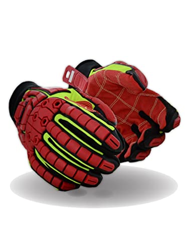 Magid Glove & Safety TRX647S T-REX TRX647 Anti-Slip Palm Impact Gloves - Cut Level A4, Hi/Vis Green, Small, HPPE