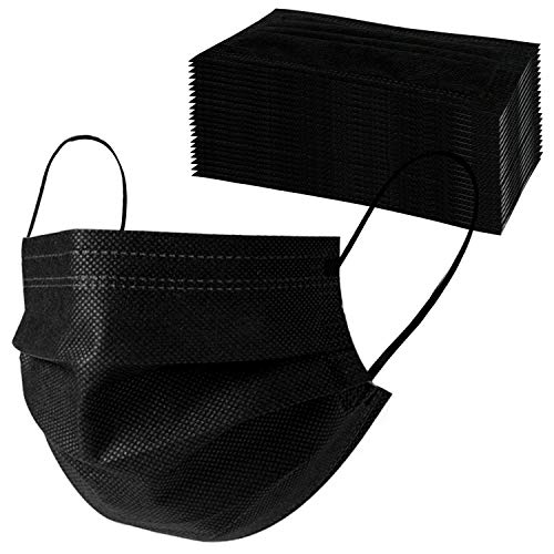 Mascarillas desechables negras con lazo elástico para las orejas, 3 capas antipolvo, protección para la boca (2000 unidades/40 cajas/1 caja)