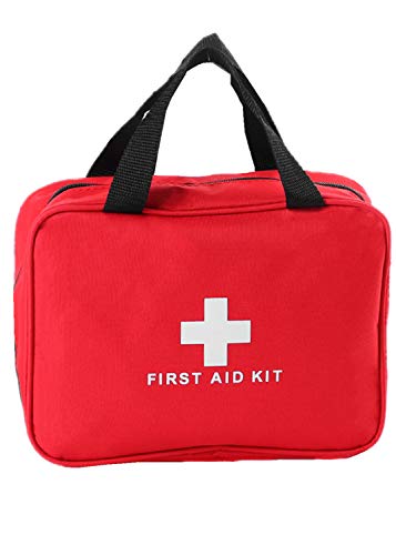 PAXLamb Bolsa plegable de primeros auxilios vacía bolsa de almacenamiento médica bolsa de almacenamiento plegable roja para kits de primeros auxilios de emergencia, kit de primeros auxilios, aspiradora (rojo con tamaño de 9,8 x 7,1 x 3,1 pulgadas)