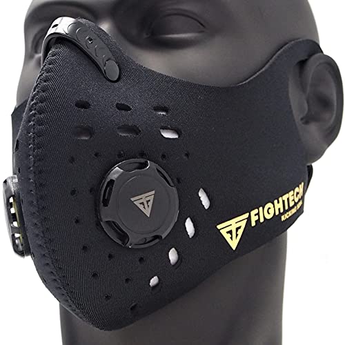 FIGHTECH Máscara antipolvo | Máscara facial reutilizable con filtro | Máscara de filtración de aire con ventilación | Máscara antipolvo para carpintería (grande, negro)