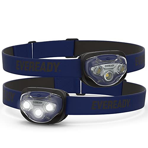 Eveready LED Headlamps (2-Pack), Bright and Durable Head Lights for Running, Camping, Fishing, Emergency (Batteries Included)