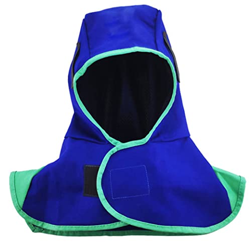 Capucha de soldadura Resistente al calor Casco de nylon Cuello con cuello soldador Protección de seguridad Blish Azul, Capucha de soldadura de nylon