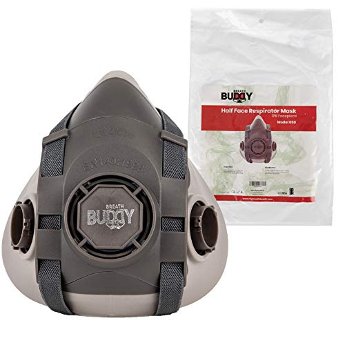 Mascarilla respirador de media cara Breath Buddy | Protección respiratoria profesional reutilizable contra polvo, partículas, carpintería, soldadura, vapores y humos | Perfecto para pintores y proyectos de bricolaje.