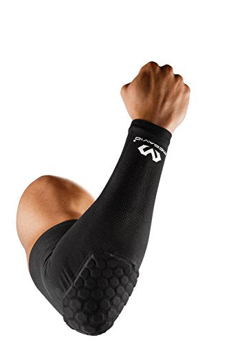 McDavid Manga de compresión para codo y brazo con acolchado HEX. Para baloncesto, fútbol, béisbol y mucho más. Flujo de aire de punto y protección UV