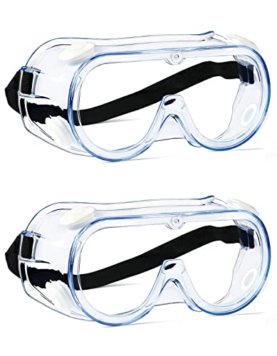 MELASA Gafas de seguridad ANSI Z87.1, 2 paquetes de gafas de laboratorio protectoras antivaho, gafas de seguridad para protección ocular