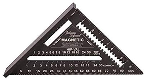 Johnson Level & Tool 1959-0700 - Cuadrado magnético Johnny cuadrado profesional de fácil lectura, 17.78 cm, negro, 1 cuadrado