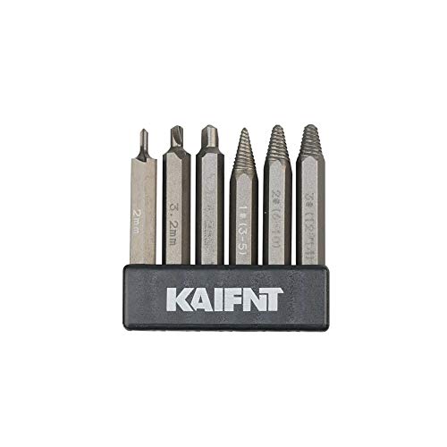 KAIFNT K457 Kit de brocas para extractor de tornillos dañados/pelados, juego de removedor de tornillos, vástago hexagonal de 1/4 pulgadas, 6 piezas