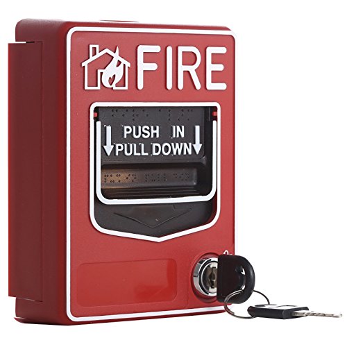 UHPPOTE Estación de alarma de incendios de emergencia con cable de 9-28VDC convencional de doble acción manual punto de llamada