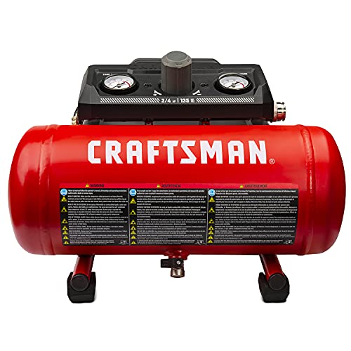 Craftsman Compresor de aire portátil de 3/4 HP de 1.5 galones, máximo 135 PSI, 1.5 CFM a 90 psi, tanque de aire libre de aceite, herramienta de aire eléctrica, CMXECXA0200141A, rojo