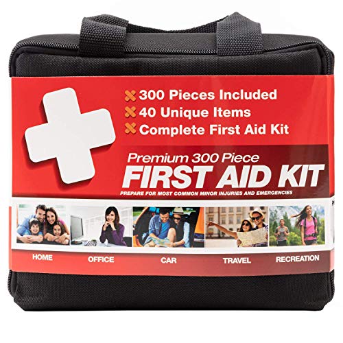 M2 BASICS Kit de primeros auxilios de 300 piezas (40 artículos únicos), kits de emergencia de primera calidad, hogar, campamento, coche, oficina, viajes, vehículo, supervivencia