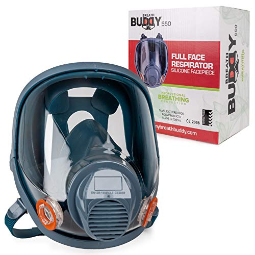 Breath Buddy Mascarilla de respiración con respirador de cara completa Filtro de aire - Refugio de ojos reutilizable para el polvo | Ideal para soldar, lijar