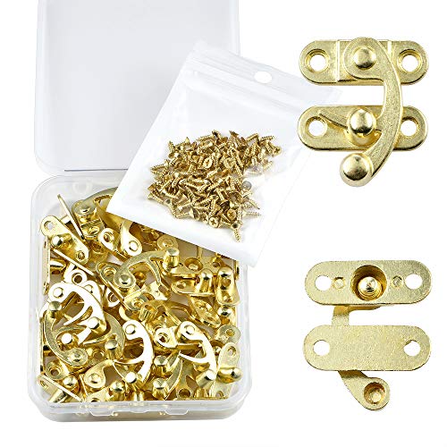 PGMJ - 20 piezas de gancho grueso y antiguo derecho con cierre de gancho y 80 tornillos de repuesto (dorado)