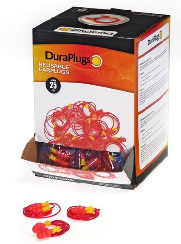 Liberty DuraPlug tapones para los oídos desechables con cable y reutilizables con 25 dB NRR (caja de 100 pares)