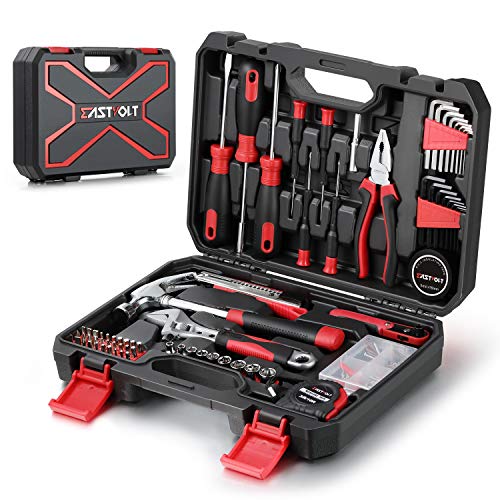 EASTVOLT - Juego de herramientas de reparación para el hogar, conjunto de herramientas de mano para el hogar con caja de herramientas de almacenamiento, EVHT12801