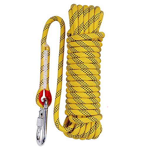 Aoneky 10 mm Cuerda Estática al Aire Libre Cuerda de Escalada, Cuerda de Seguridad Rescate Supervivencia, Multicolor (Amarillo 1, 32 Pies)