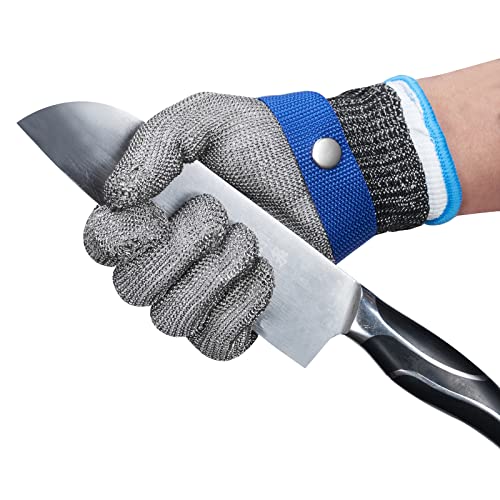 ThreeH Guantes de protección de seguridad Guantes de malla de acero inoxidable para cortar guantes de trabajo GL09 M(1 pieza)
