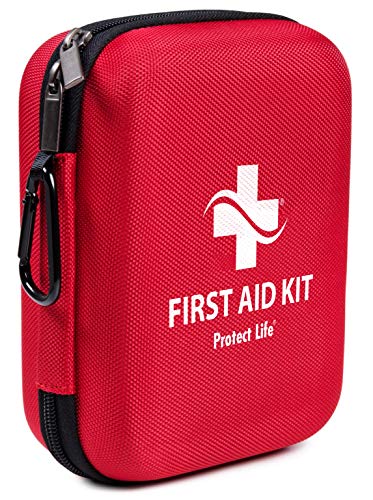 First Aid Kit for Emergency - 150 Piece - Car, Home, Travel, Camping, Hiking or Office - Reflective Cross and Red Case Fully Packed w/Medical Supplies