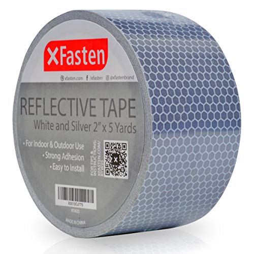 XFasten Reflective Tape, White and Silver, 2 Inches by 5 Yards (5,08 cm x 68,58m) by XFasten