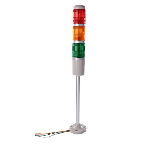Othmro Luz de torre de alarma de señal industrial Bombilla de advertencia industrial de torre de señal de plástico, piezas electrónicas, color rojo, verde, amarillo, luz siempre encendida, sin sonido, 24 V, 3 W, 1 unidad