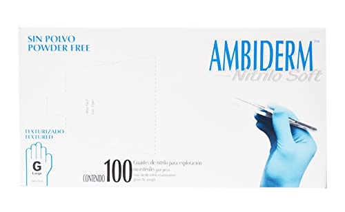 Ambiderm Guante NO ESTERIL Grande NITRILO DESECHABLE Libre DE Latex Y Polvo Azul Caja C/100