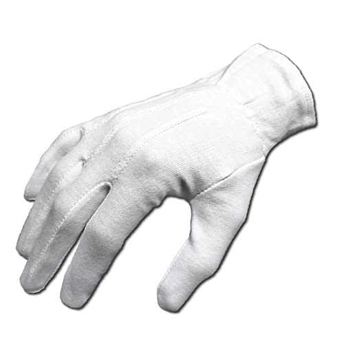 Gloves Legend - Talla M - 20 guantes de vestir formales 100% algodón blanco, Blanco, Medium