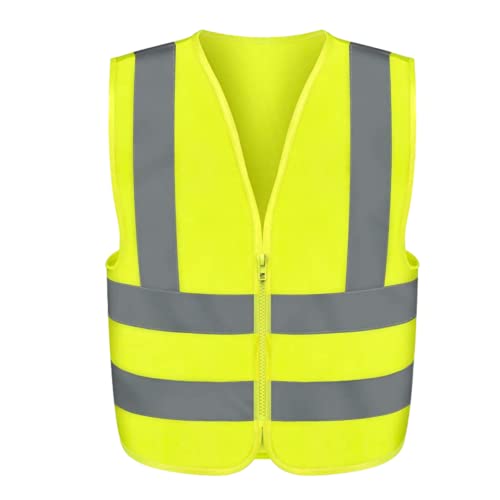 NEIKO 53941A Chaleco de seguridad de alta visibilidad con tiras reflectantes, talla grande, color amarillo neón, cremallera frontal, para uso de emergencia, construcción y seguridad