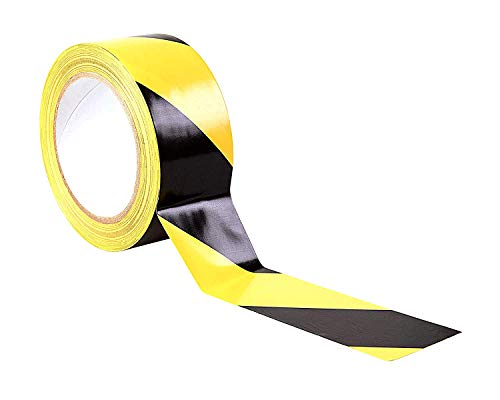 GTSE Cinta de precaución, cinta adhesiva de advertencia de peligro, color amarillo/negro, 5 cm x 32,8 m, ideal para marcar pisos, paredes, pasos, 1 rollo