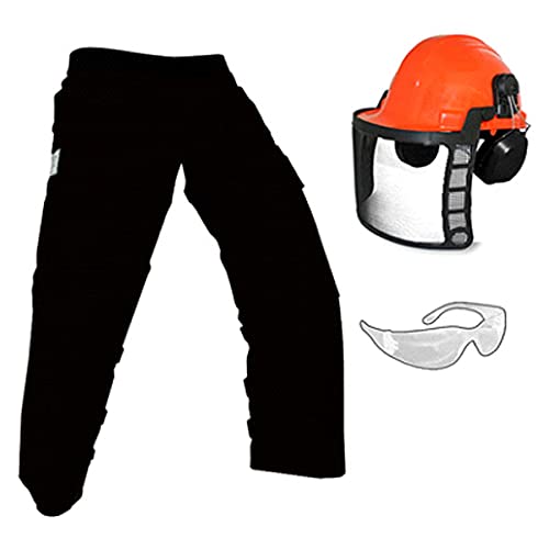 Forester OEM Arborist Forestry Professional Cutter's Kit Combo Chaps Casco (35, Black Chap Kit)